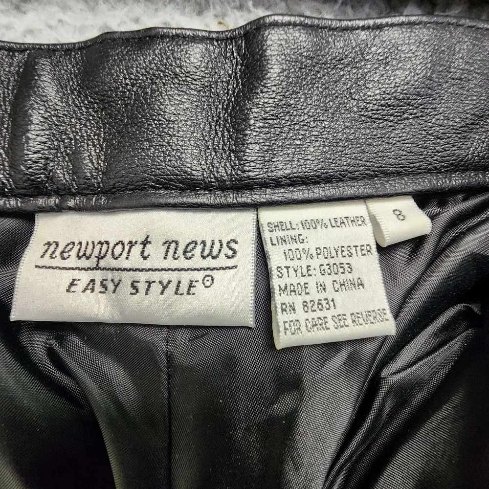 Womens Leather Pants Sz 8 (26x28) Black Lined Quiet Luxury Euro Chic Moto Biker‎